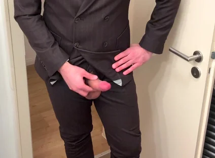 Businessman in Suit Jerks off on His Patent Leather Shoes