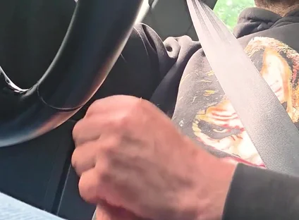 Straight Guy Gets Horny and Jerks off While Driving, He Almost Got Caught