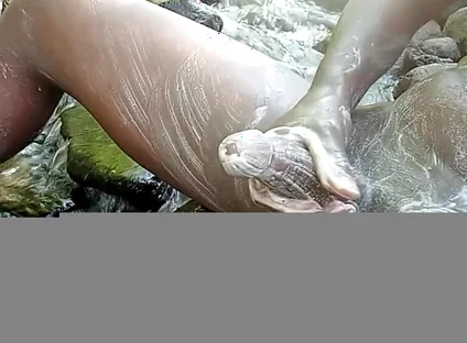 Solo Masturbation and Cumshot Black Dick Outdoors