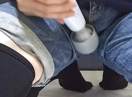 A Boys Stepdaughter Wearing Jeans Pee While Playing With An Electric Massager