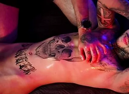 Camilo Brown Giving Intense Handjob To Hot Tattooed Stud Inked Mike Making Him Shoot His Cum