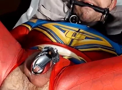 October 2021 Ricky Cage Live Show -- Cock-locked Superhero Takes Dicks in Ass and Mouth!