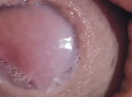 Close-up of Glans Ejaculating Intensely Before Cumming.