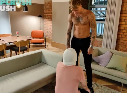 Tattoo teen spitting master