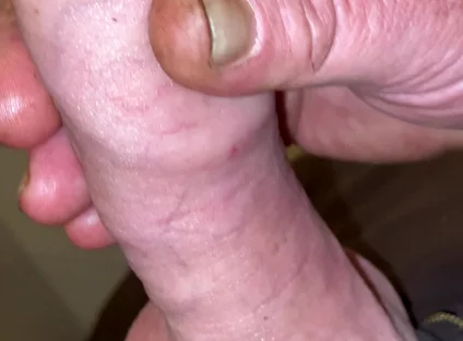 Huge Uncut Cock Jerk off Ending with Big Cumshot
