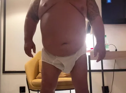 Large Older Giant Gentleman Has a Huge Belly and Hands Free Orgasms