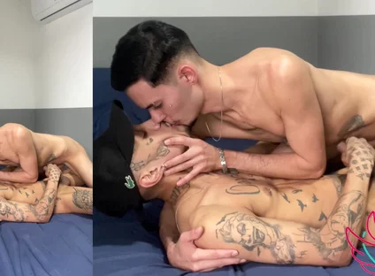 Tattooed Skinny Guys Without a Condom