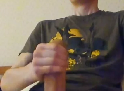 A skinny Guy Shoots a Huge Portion of Sperm and gets a Strong Orgasm