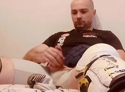 Wank In Hockey Shinpads Soccer Cleats And Hockey Gloves
