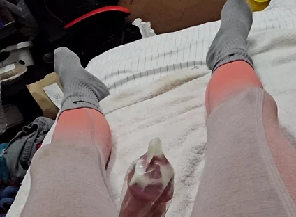 Edging in Condom and Finally Relese a Massive Load Inside!