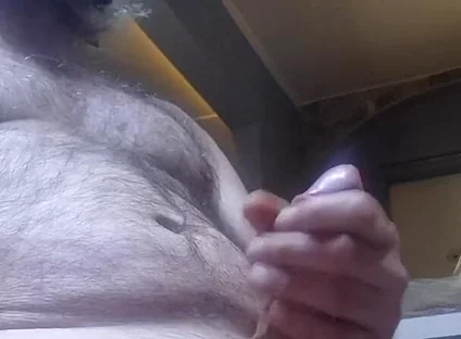 Stroking His Huge Cock and Cumming