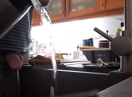 Morning Piss Into the Kitchen Sink
