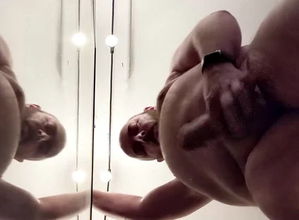 Chubby Bear POV from Below. Grunting and Cumming on Your Face