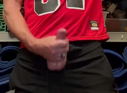 Jockdad87 Shoots a Load of Cum in His #87 Jersey