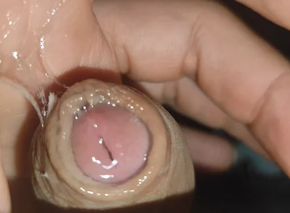 Creamy Pre-cum Slowly Sliding Down the Hole.