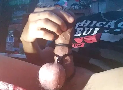 Squeezing My Balls While I Stroke My Lasso'd Cock Until Waterfall of Cum