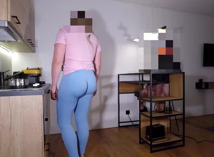 Jerking off While Trans Step-sister Is Cooking