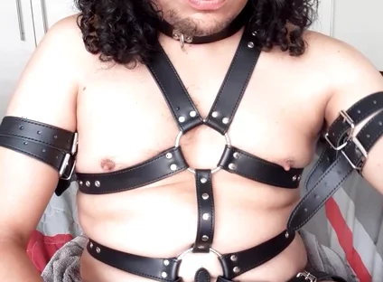 Young Latino Man in Leather Has a Big Orgasm with an Anal Toy