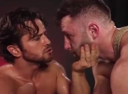 Leather master cock sucking bound boy