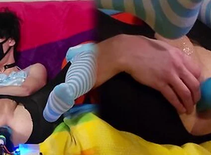 Femboy Getting Knotted Through Ripped Tights Makes Him Feel Like A Good Slut