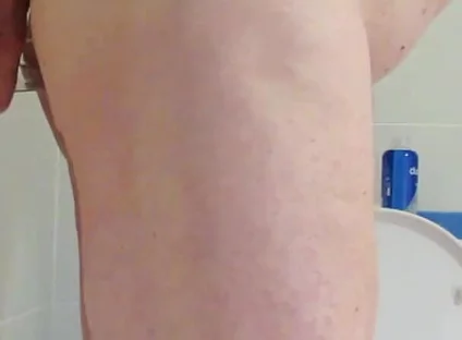 Riding 9 Inch Glass Cock Close up Side View