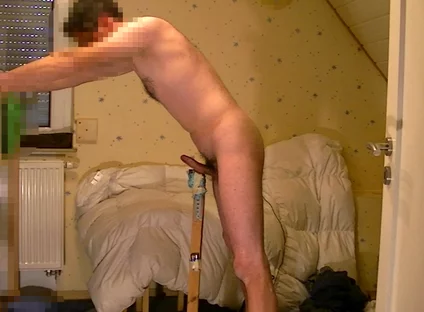 Homemade Stand Fleshlight Vibrator Masturbation