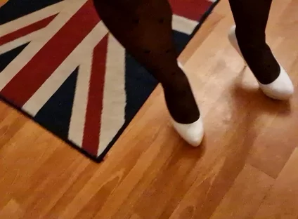 Sexy Trio of High Heels, I Secretly Walk in Their Pantyhose and Play with the Heels