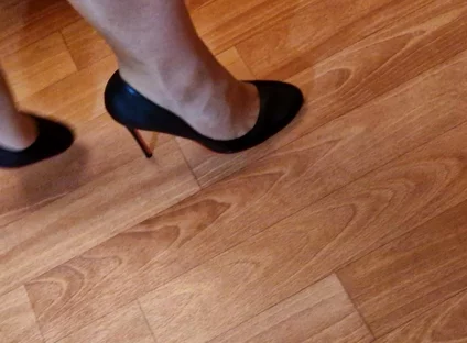 Walking Practice Before Cum in My New Black Pumps