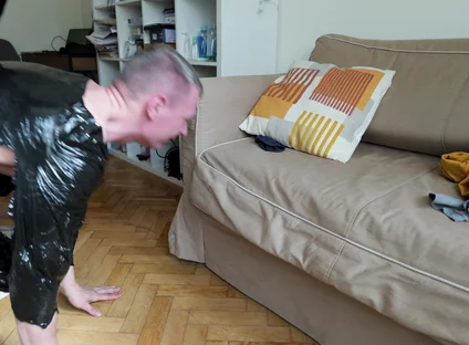 Wrapped in Black Film and Fucked with a Big Cock. 4K Original. Part 2