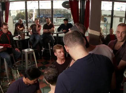 Muscle stud uses and fucks his boy in front of a horny lunch crowd.
