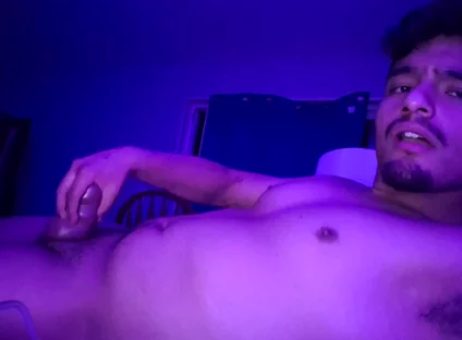 Jerking My Uncut Cock While Inflating My Belly