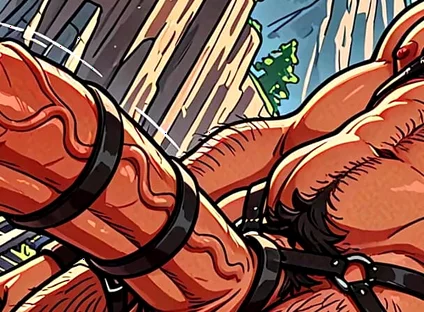 Sexy Harness Fetish Hunks with Monster Dongs